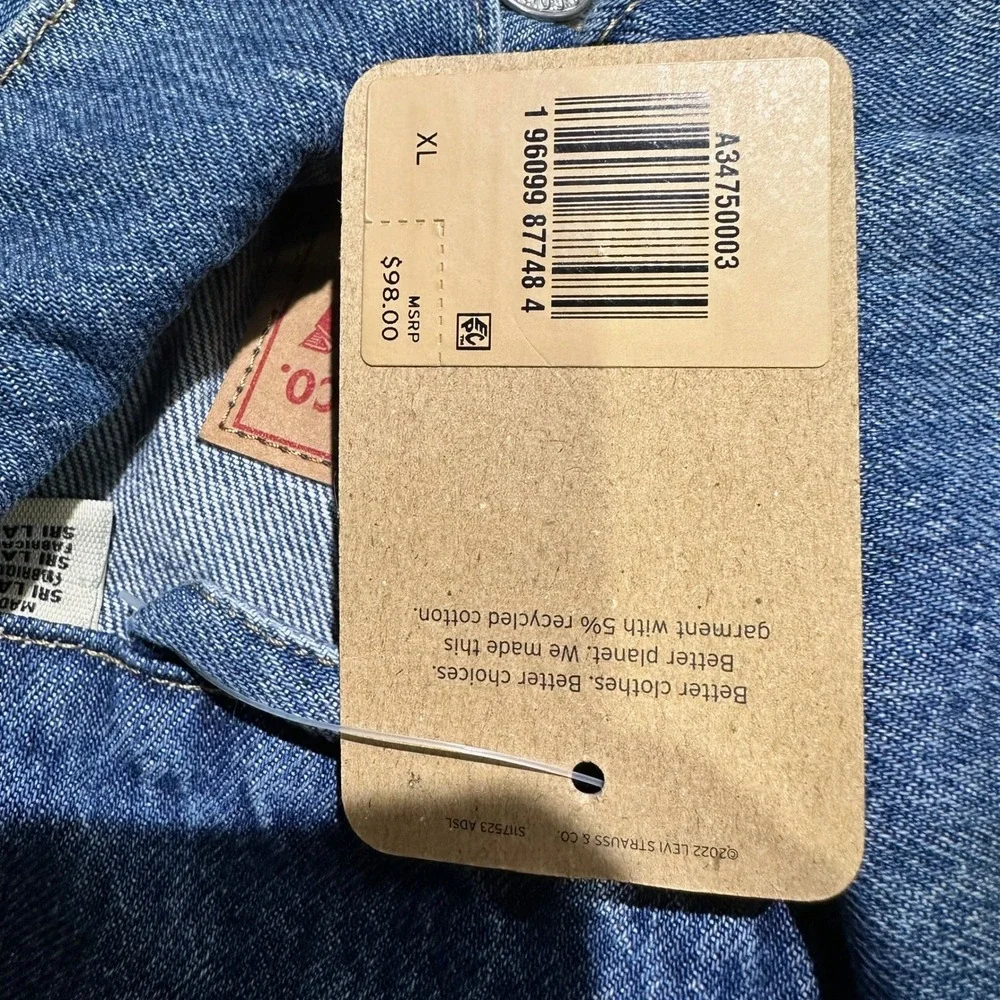 Levis Baggy Trucker Jacket Men's Size X Large Blue Denim New With Tags
